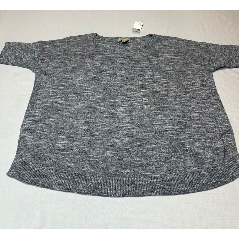 Loft Outlet Grey Space Dye Marl Short Sleeve Sweater Top Size S NWT 21239724